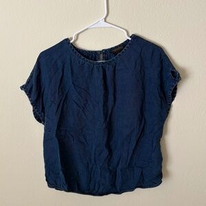 Banana Republic Chambray Short Sleeve Blouse Boxy Top Size S